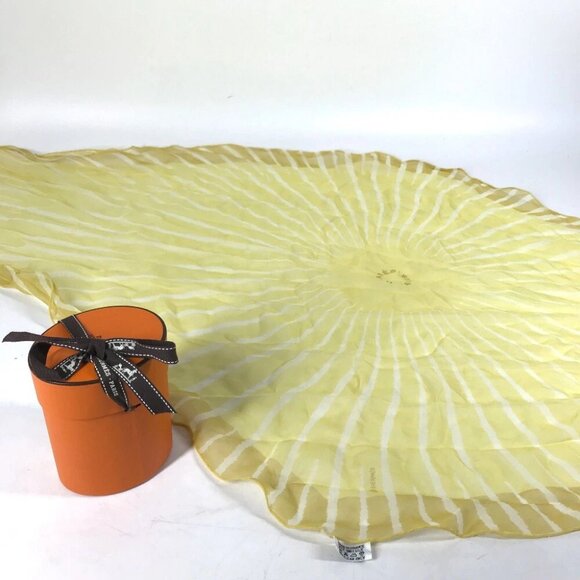 HERMES triangle Triangle stripe Scarf silk yellow - Picture 12 of 13